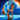 A surreal painted scene showing two nude human figures standing in reflective blue water under a dramatic sky. One figure is luminous blue, and the other is tan with flowing translucent fabric and fiery orange-blue light around them.